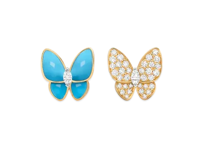 Van Cleef & Arpels Deux Papillons earrings "18K Yellow gold/Turquoise/Diamond"