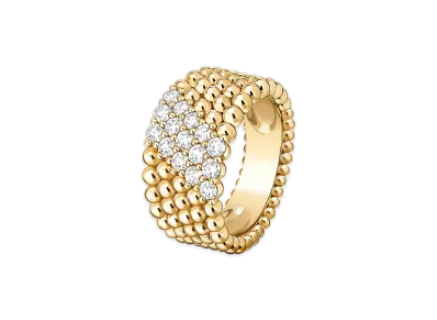 Van Cleef & Arpels Perlee diamonds ring 5 rows model "18K Yellow gold/Diamond"