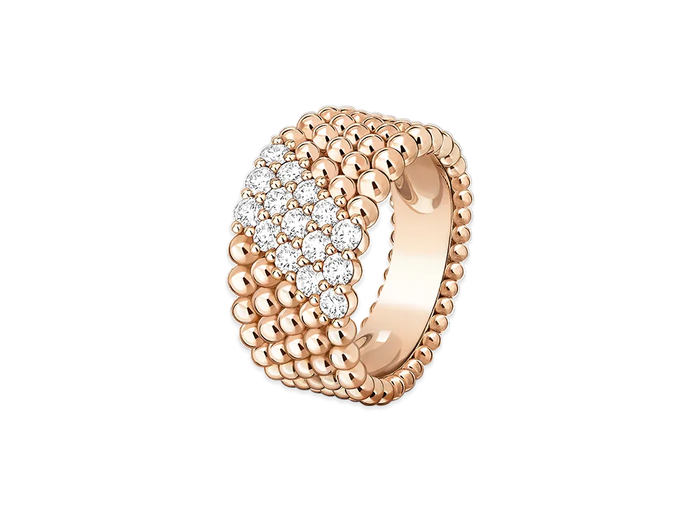Van Cleef & Arpels Perlee diamonds ring 5 rows model "18K Rose gold/Diamond"