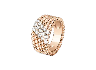 Van Cleef & Arpels Perlee diamonds ring 5 rows model "18K Rose gold/Diamond"