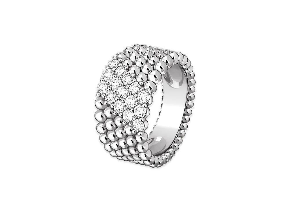 Van Cleef & Arpels Perlee diamonds ring 5 rows model Example "18K White gold/Diamond"