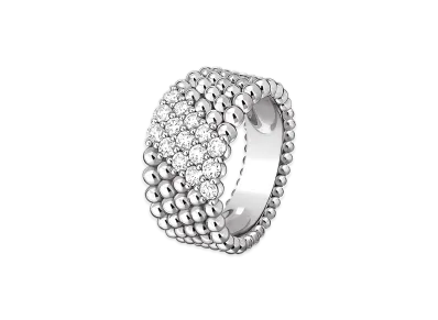 Van Cleef & Arpels Perlee diamonds ring 5 rows model Example "18K White gold/Diamond"