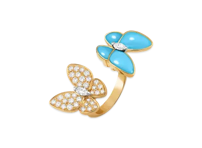 Van Cleef & Arpels Deux Papillons Entre les Doigts ring "18K Yellow gold/Turquoise/Diamond"