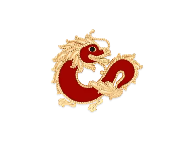 Van Cleef & Arpels Lucky Animals Dragon clip "18K Yellow gold/Onyx/Carnelian"