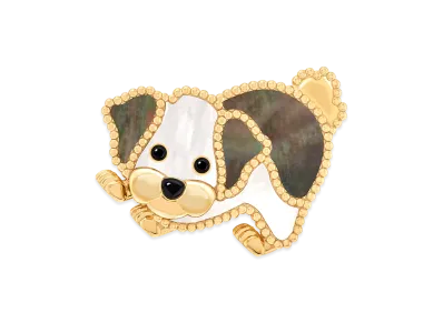 Van Cleef & Arpels Lucky Animals Bichon Frise clip "18K Yellow gold/Onyx/Mother-of-pearl"