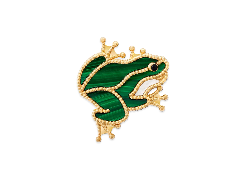 Van Cleef & Arpels Lucky Animals Frog clip "18K Yellow gold/Onyx/Mother-of-pearl/Malachite"