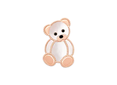 Van Cleef & Arpels Lucky Animals Teddy Bear clip "18K Rose gold/Onyx/Mother-of-pearl"