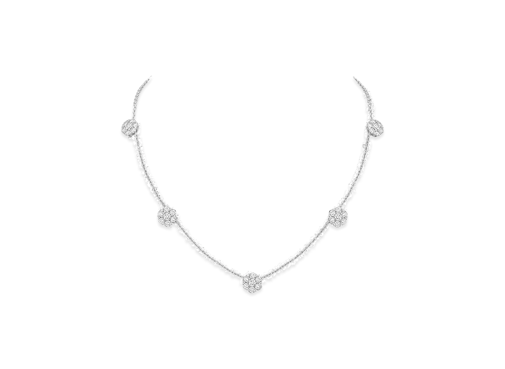 Van Cleef & Arpels Fleurette necklace 5 motifs "18K White gold/Diamond"
