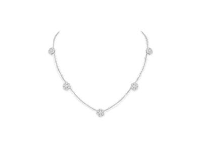 Van Cleef & Arpels Fleurette necklace 5 motifs "18K White gold/Diamond"