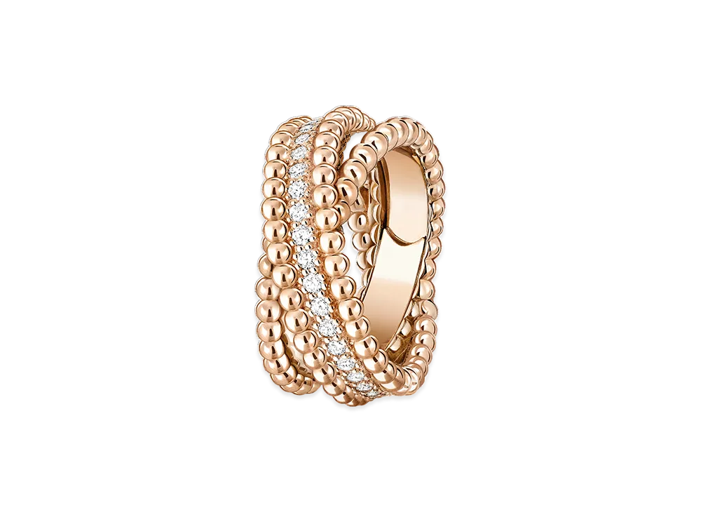 Van Cleef & Arpels Perlee diamonds duo ring "18K Rose gold/Diamond"
