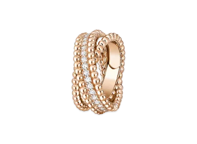 Van Cleef & Arpels Perlee diamonds duo ring "18K Rose gold/Diamond"