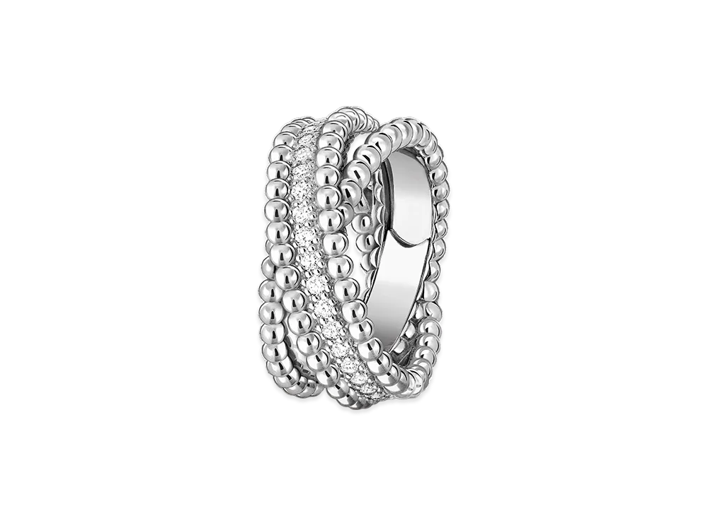 Van Cleef & Arpels Perlee diamonds duo ring "18K White gold/Diamond"