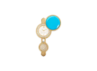Van Cleef & Arpels Perlee Toi & Moi secret watch medium model "18K Yellow gold/Turquoise/Diamond/Mother-of-pearl"