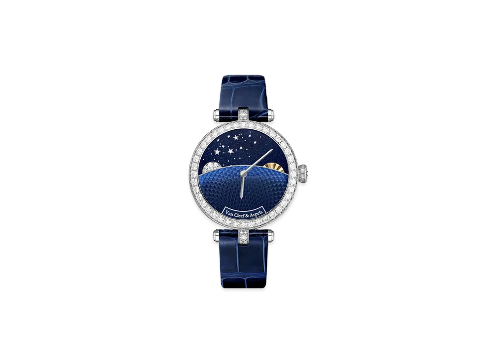 Van Cleef & Arpels Lady Jour Nuit watch "18K White gold/Aventurine/Diamond/Mother-of-pearl"