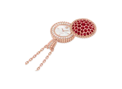 Van Cleef & Arpels Perlee secret pendant watch "18K Rose gold/Diamond/Mother-of-pearl/Ruby"