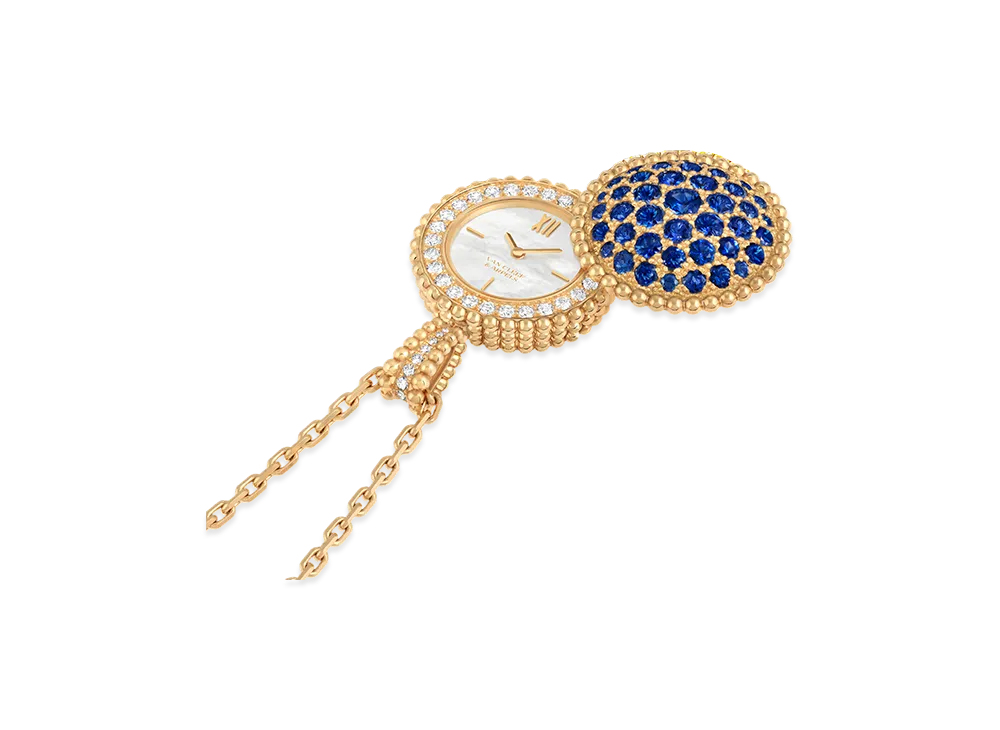 Van Cleef & Arpels Perlee secret pendant watch "18K Yellow gold/Sapphire/Diamond/Mother-of-pearl"