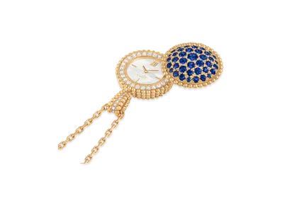 Van Cleef & Arpels Perlee secret pendant watch "18K Yellow gold/Sapphire/Diamond/Mother-of-pearl"