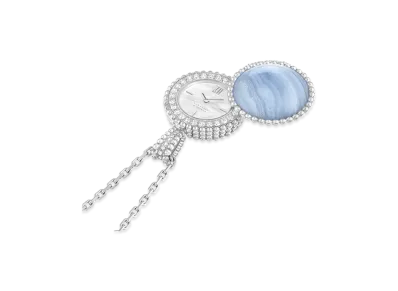 Van Cleef & Arpels Perlee secret pendant watch "18K White gold/Chalcedony/Diamond/Mother-of-pearl"