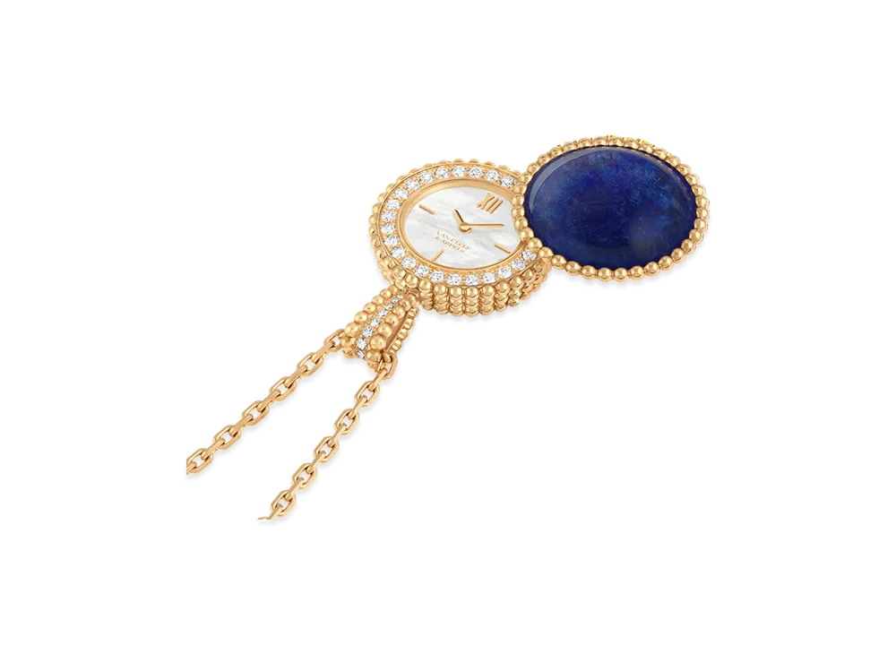 Van Cleef & Arpels Perlee secret pendant watch "18K Yellow gold/Sodalite/Diamond/Mother-of-pearl"