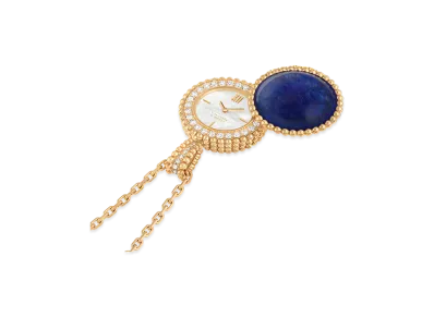 Van Cleef & Arpels Perlee secret pendant watch "18K Yellow gold/Sodalite/Diamond/Mother-of-pearl"