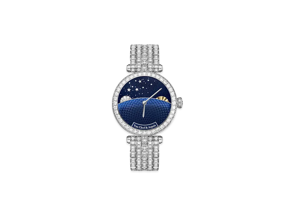 Van Cleef & Arpels Lady Jour Nuit watch "18K White gold/Aventurine/Diamond/Mother-of-pearl"