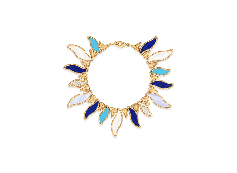 Van Cleef & Arpels Lucky Summer Wave bracelet "18K Yellow gold/Chalcedony/Turquoise/Diamond/Mother-of-pearl"