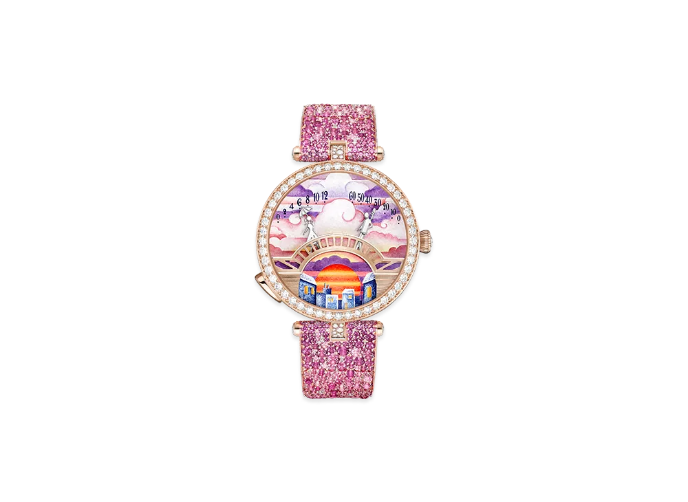 Van Cleef & Arpels Lady Arpels Pont des Amoureux Soiree watch "18K Rose gold/Sapphire/Diamond"