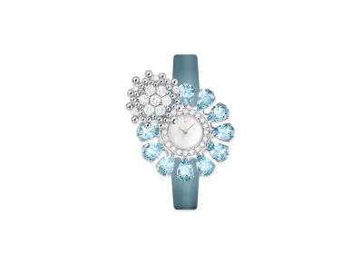 Van Cleef & Arpels Fleurette Secret watch "18K White gold/Aquamarine/Diamond/Mother-of-pearl"