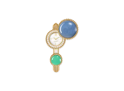 Van Cleef & Arpels Perlee Toi & Moi secret watch small model "18K Yellow gold/Quartz/Chrysoprase/Diamond/Mother-of-pearl"