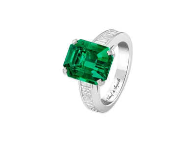 Van Cleef & Arpels Menuet solitaire emerald 5.66 carats "Platinum/Emerald/Diamond"