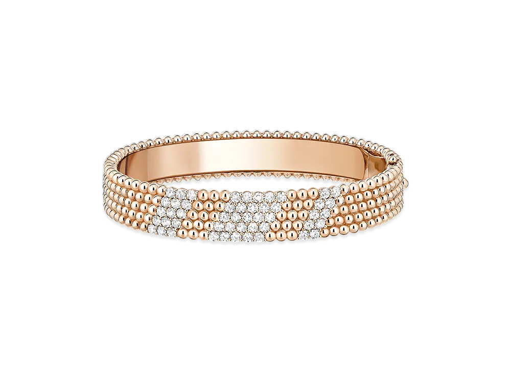 Van Cleef & Arpels Perlee diamonds bracelet 5 rows medium model "18K Rose gold/Diamond"
