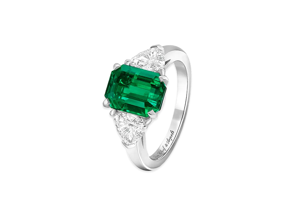 Van Cleef & Arpels Triangle motif solitaire emerald 2.87 carats "Platinum/Emerald/Diamond"