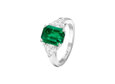 Van Cleef & Arpels Triangle motif solitaire emerald 2.87 carats "Platinum/Emerald/Diamond"