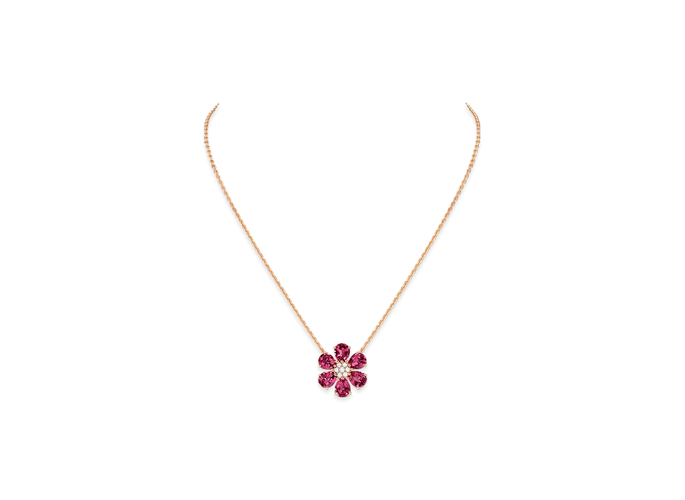 Van Cleef & Arpels Fleurette pendant "18K Rose gold/Diamond/Rhodonite"