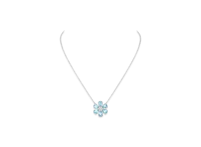 Van Cleef & Arpels Fleurette pendant "18K White gold/Aquamarine/Diamond"