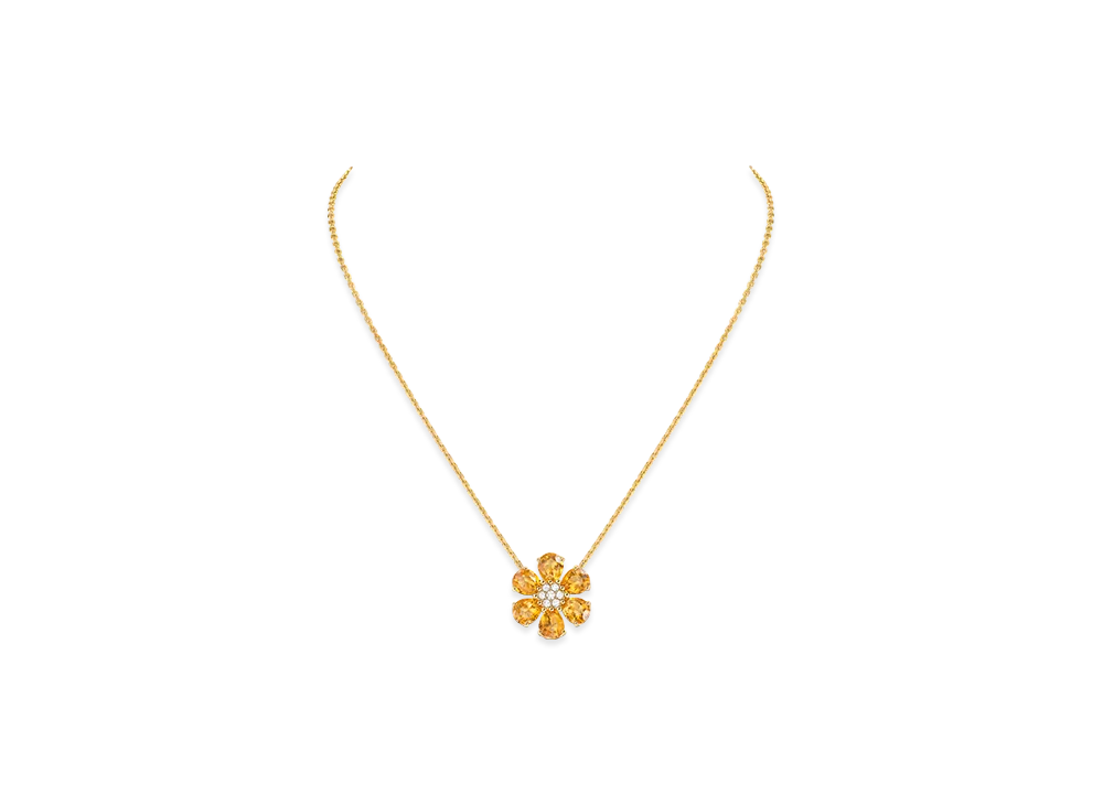 Van Cleef & Arpels Fleurette pendant "18K Yellow gold/Citrine/Diamond"