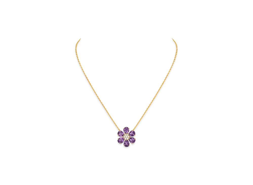 Van Cleef & Arpels Fleurette pendant "18K Yellow gold/Amethyst/Diamond"