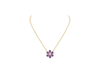 Van Cleef & Arpels Fleurette pendant "18K Yellow gold/Amethyst/Diamond"