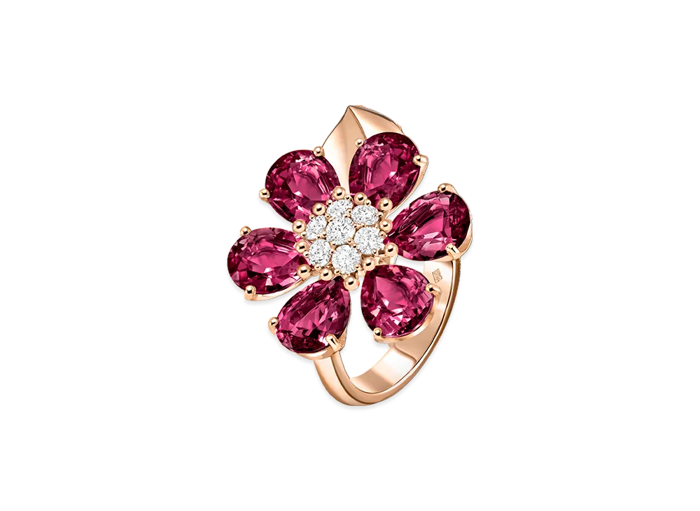 Van Cleef & Arpels Fleurette ring "18K Rose gold/Diamond/Rhodonite"