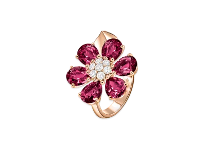 Van Cleef & Arpels Fleurette ring "18K Rose gold/Diamond/Rhodonite"