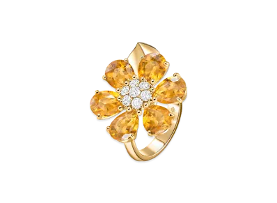 Van Cleef & Arpels Fleurette ring "18K Yellow gold/Citrine/Diamond"
