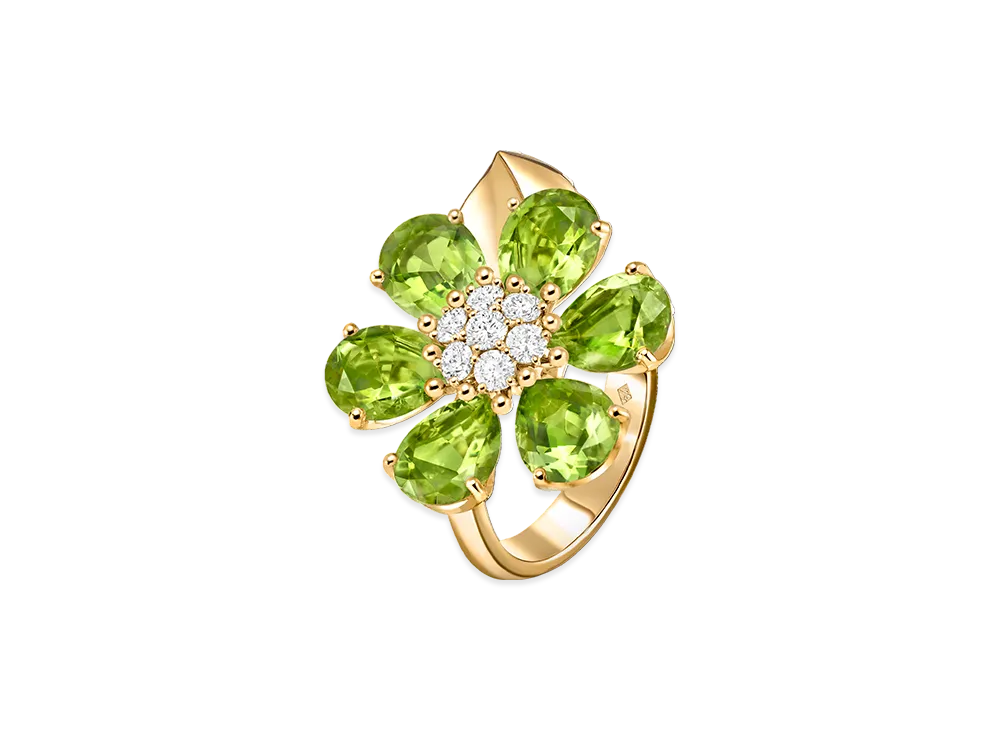 Van Cleef & Arpels Fleurette ring "18K Yellow gold/Diamond/Peridot"