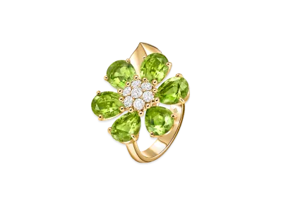 Van Cleef & Arpels Fleurette ring "18K Yellow gold/Diamond/Peridot"