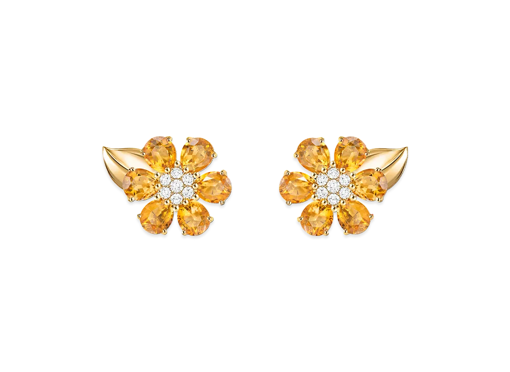 Van Cleef & Arpels Fleurette earrings "18K Yellow gold/Citrine/Diamond"