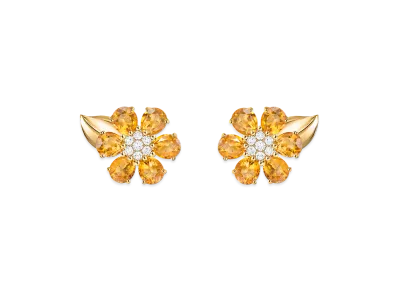 Van Cleef & Arpels Fleurette earrings "18K Yellow gold/Citrine/Diamond"