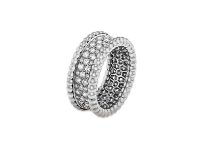 Van Cleef & Arpels Perlee diamonds ring 3 rows model "18K White gold/Diamond"