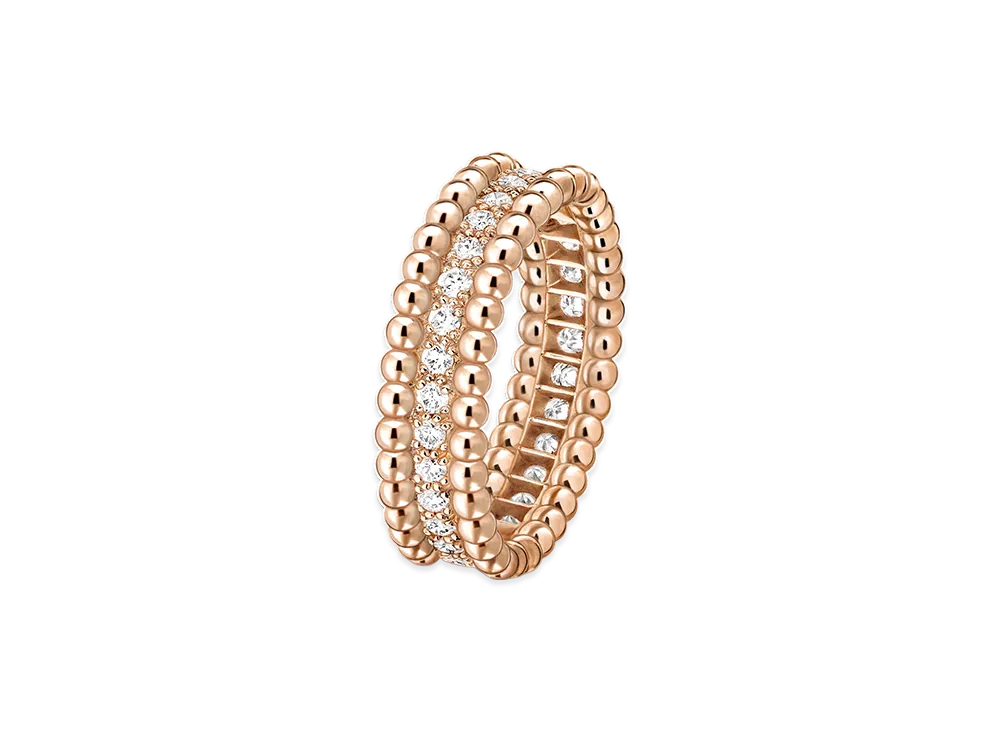 Van Cleef & Arpels Perlee diamonds ring 1 row model "18K Rose gold/Diamond"