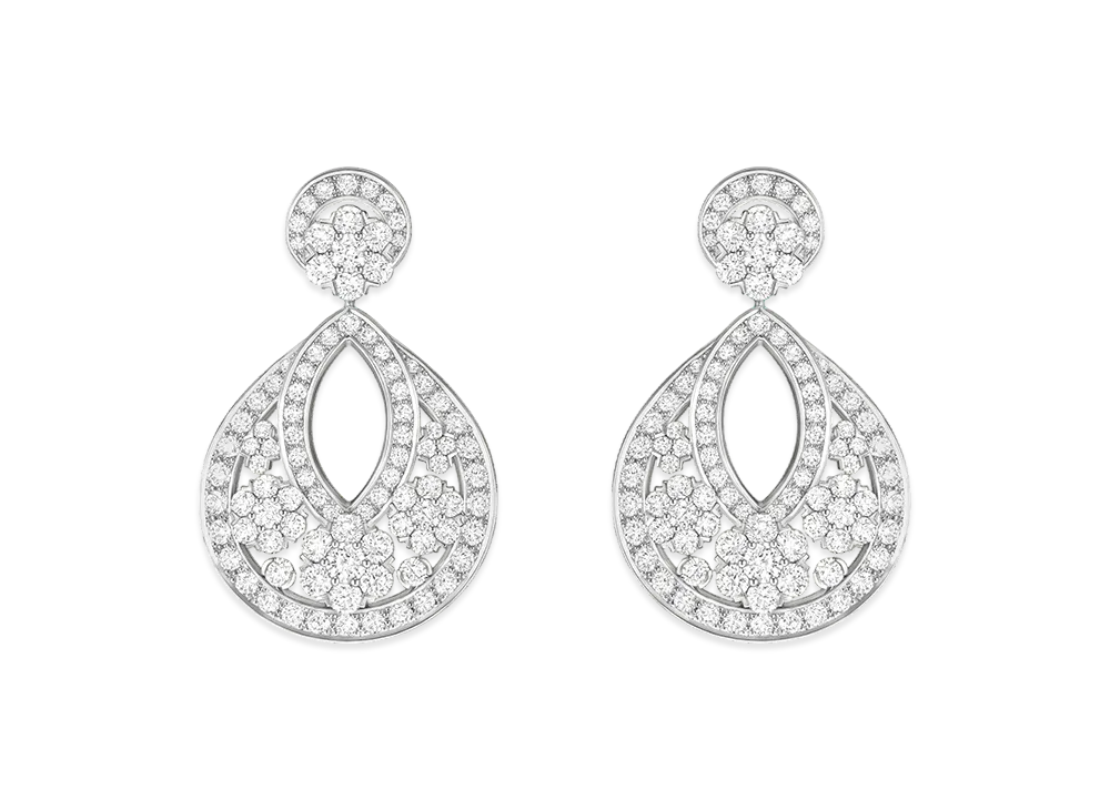 Van Cleef & Arpels Snowflake transformable earrings large model "18K White gold/Diamond"