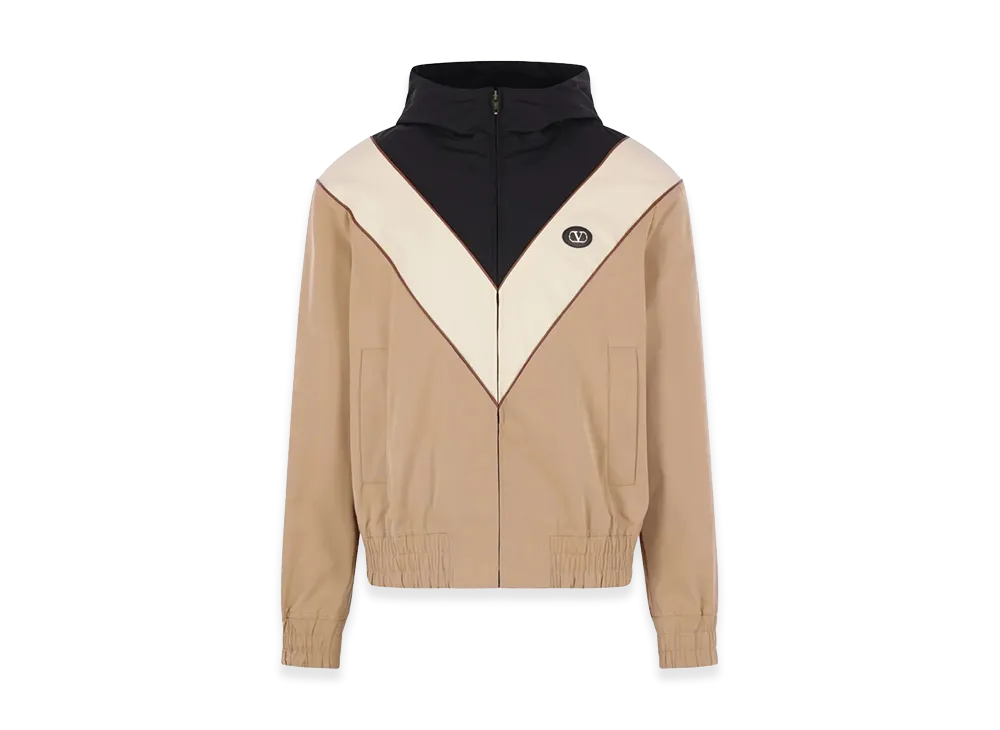 Valentino Inlaid V And Vlogo Patch Bomber Jacket "Black/Burro/Camel"