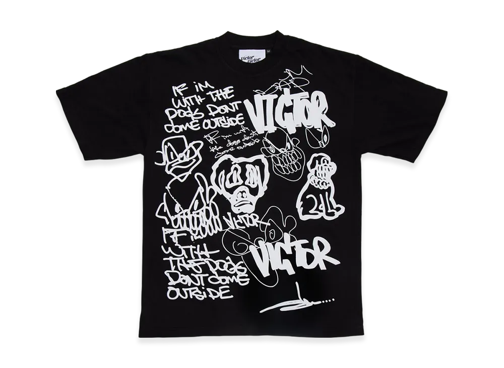 Victor Victor Worldwide x Slawn Hand-Drawn T-Shirt "Black"